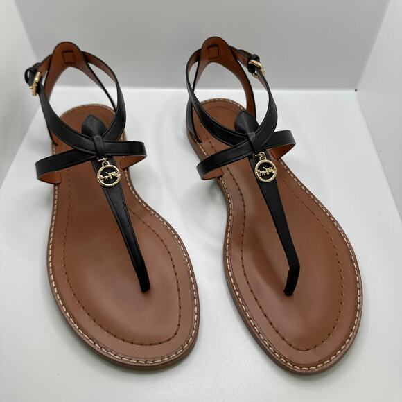 NIB COACH Shoulder Lydia Sandals Black Leather Size 6.5B - Picture 5 of 10